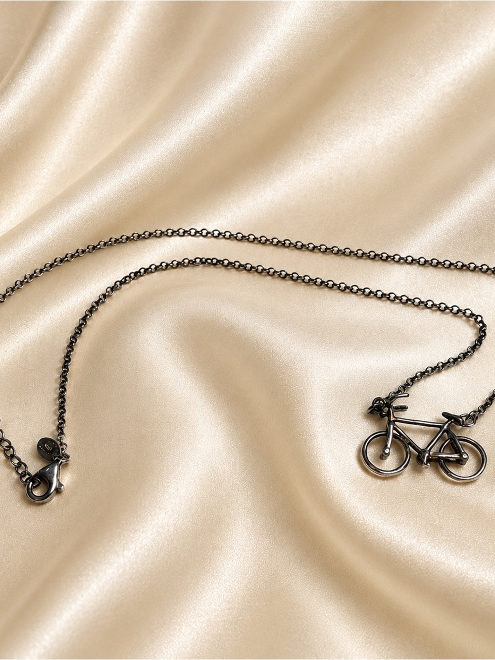 Vintage DYADEMA Sterling Silver Bicycle Necklace, Made in Italy